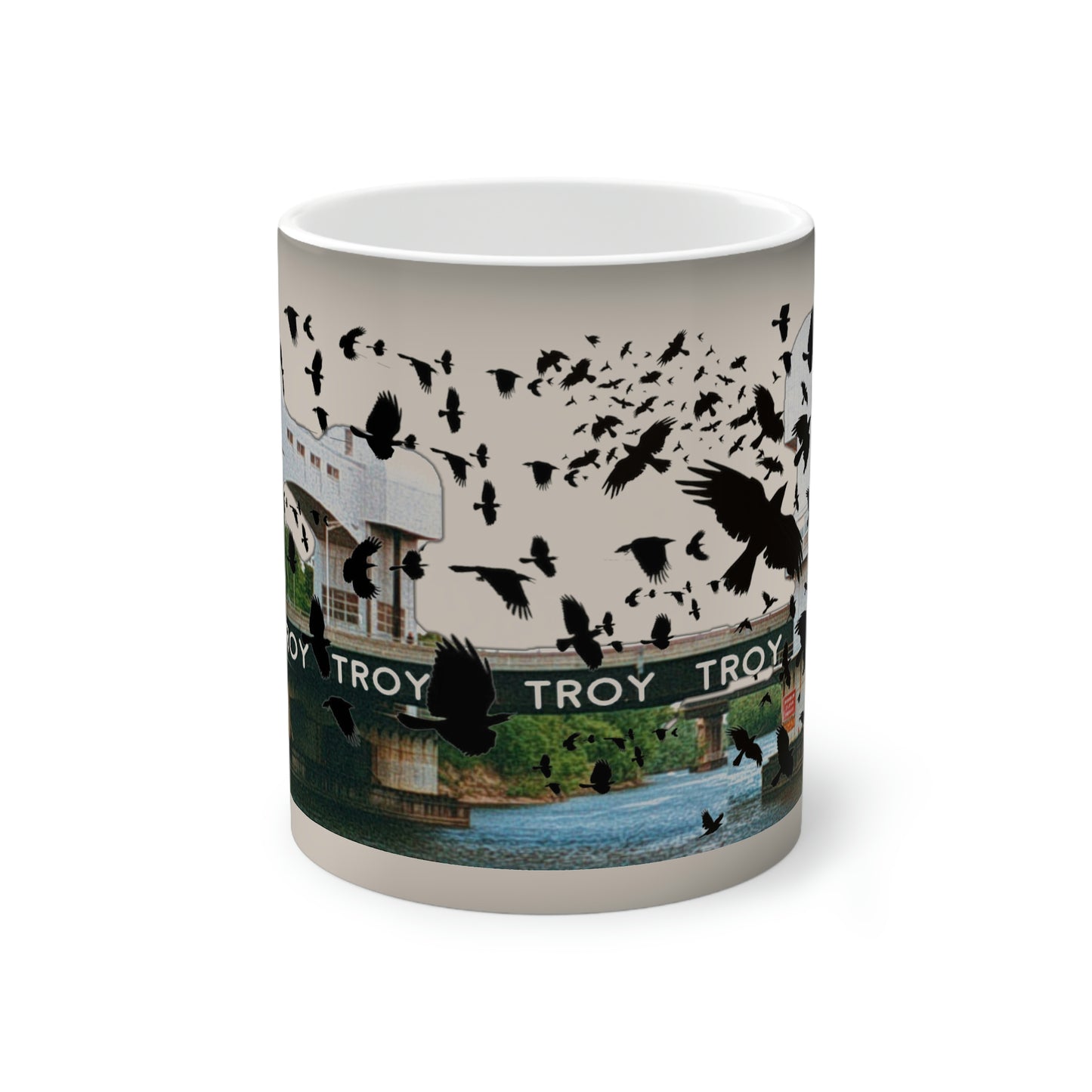 Our Troy crows have eyes color changing 11oz mug