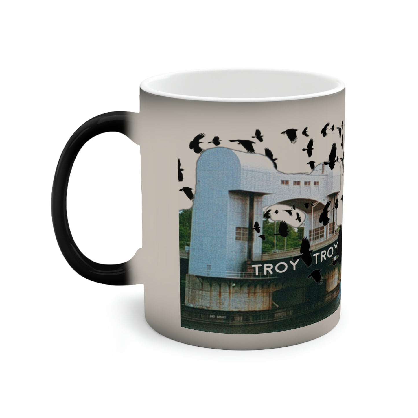 Our Troy crows have eyes color changing 11oz mug