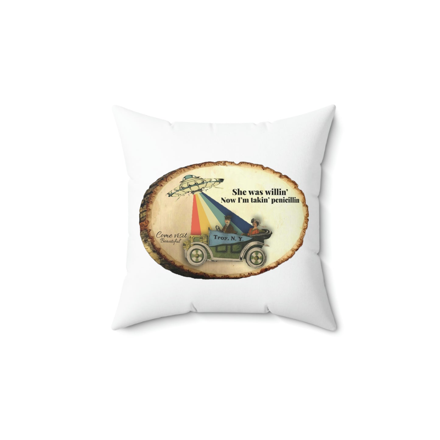 Double wit souvenir Spun Polyester Square Pillow