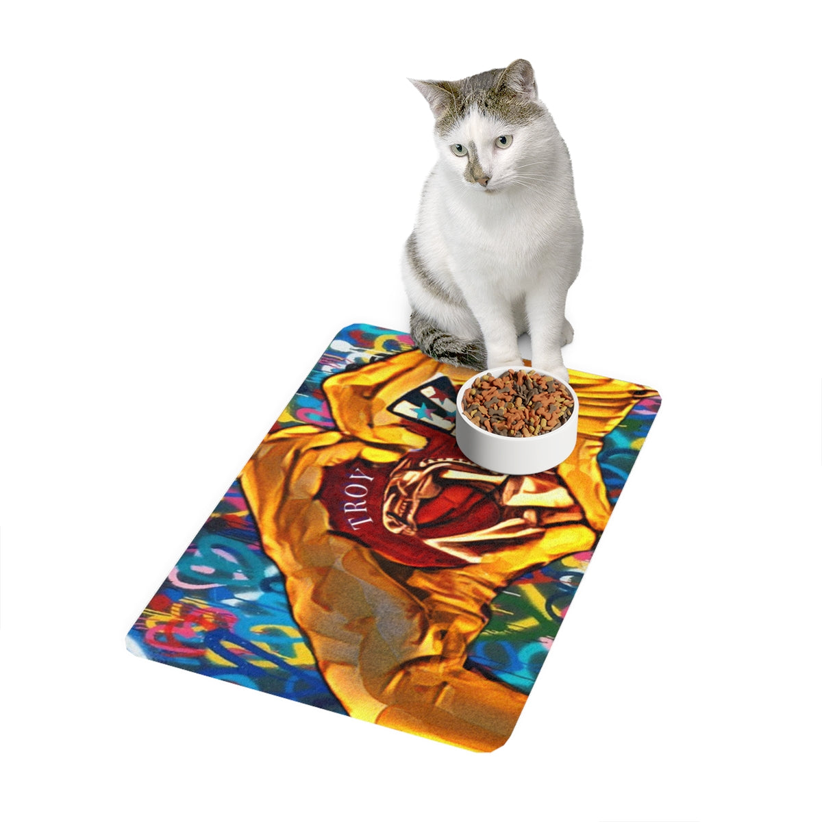 Uncle Sam screaming skeleton pet food mat