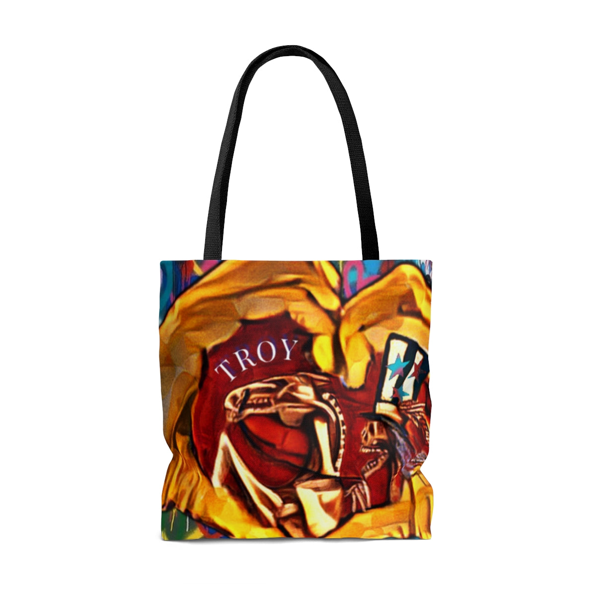 Skeleton Uncle Sam and horse tote bag