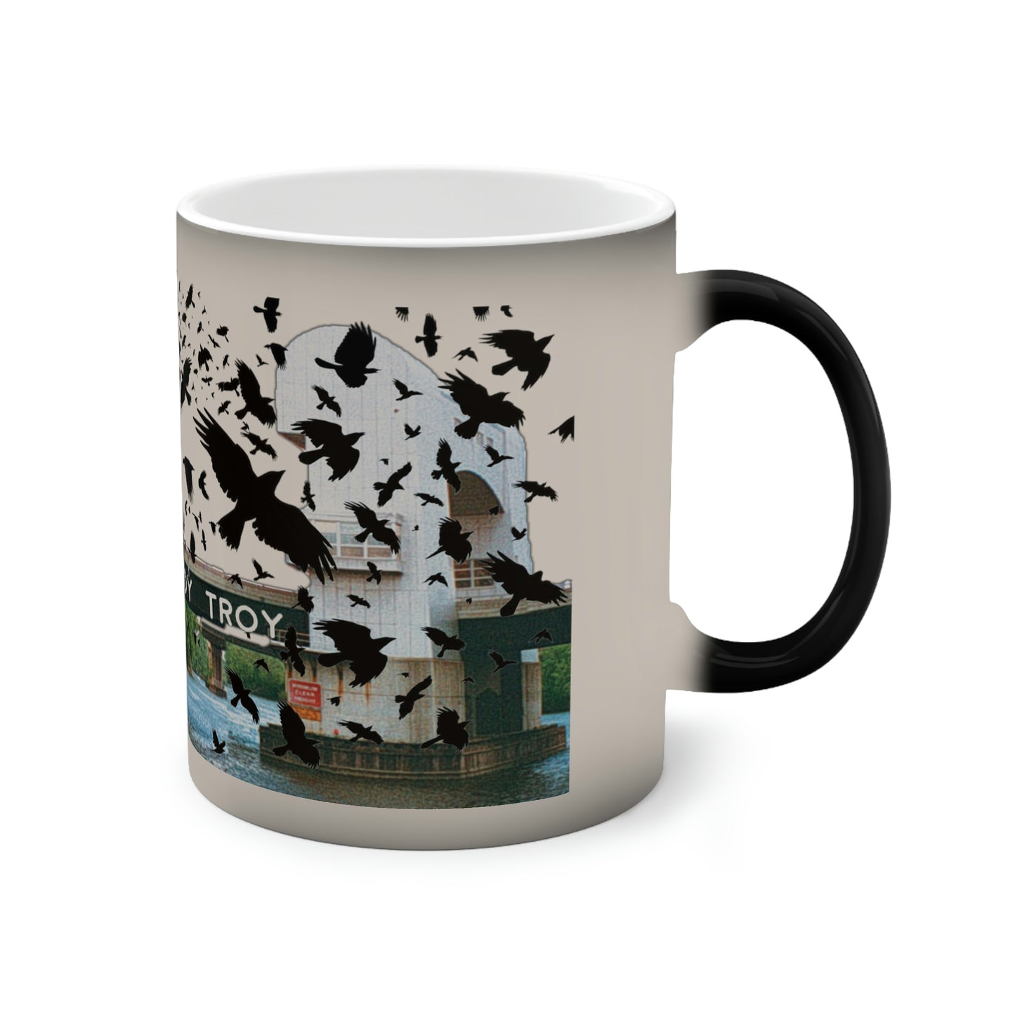 Our Troy crows have eyes color changing 11oz mug