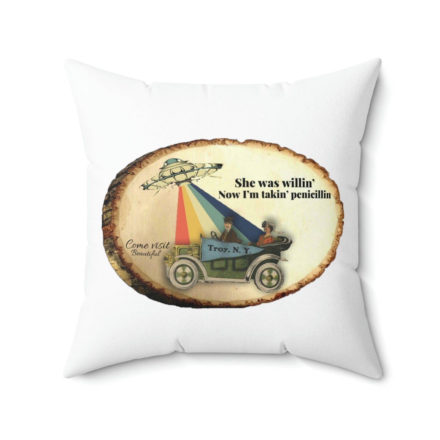 Double wit souvenir Spun Polyester Square Pillow