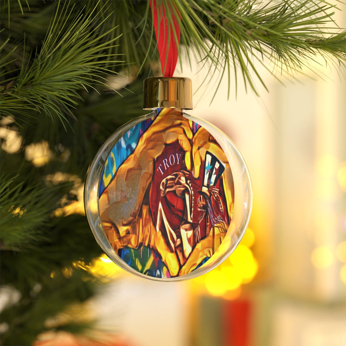 Uncle Sam and his skeleton horse Christmas Bauble