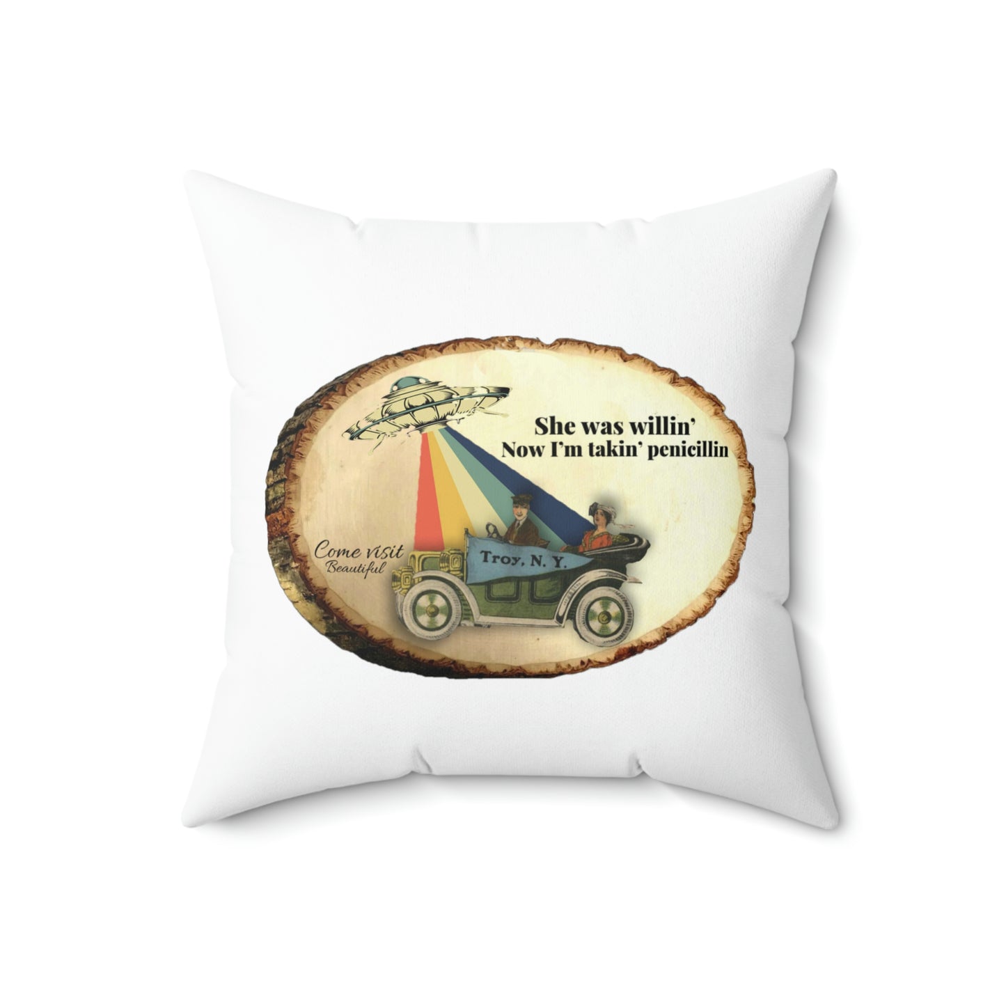 Double wit souvenir Spun Polyester Square Pillow