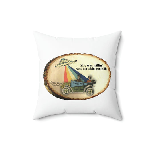 Double wit souvenir Spun Polyester Square Pillow